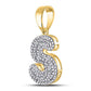 Gold Diamond Letter "S" Bubble Initial Charm Pendant - 10KT Gold