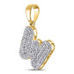 Gold Diamond Letter "W" Bubble Initial Charm Pendant - 10KT Gold