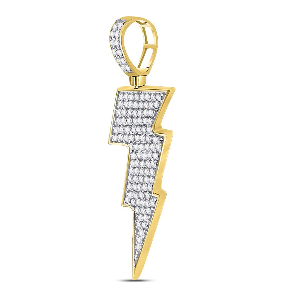 Gold Diamond Lightning Bolt Charm Pendant - 10KT Gold