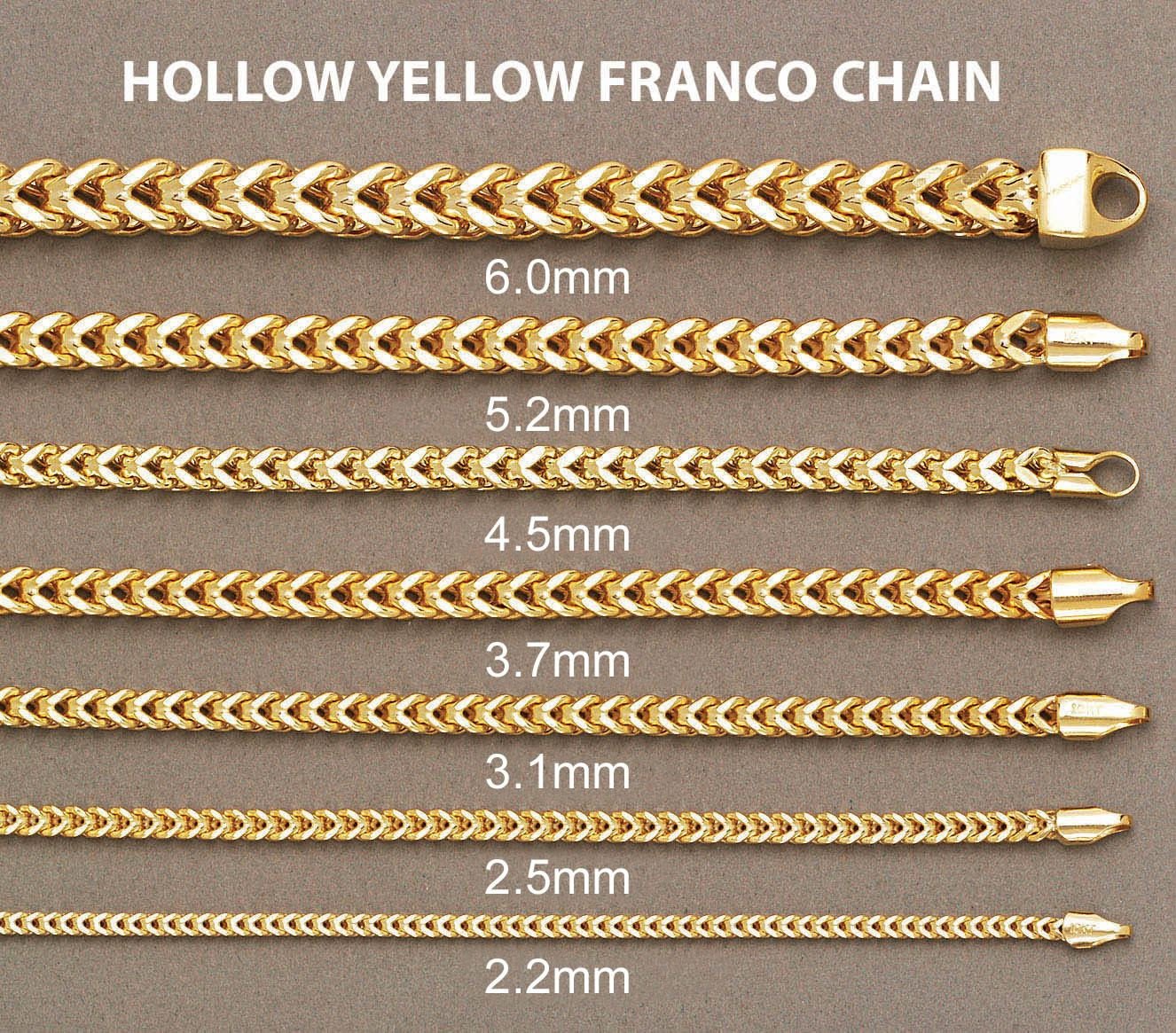 Gold Chain - 10K Yellow Hollow Franco Chain