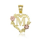 10k Two-Tone Initial Heart Pendant for Women in Yellow and Rose Gold